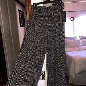 ZARA Black Wide leg dress pants w/white polka dots